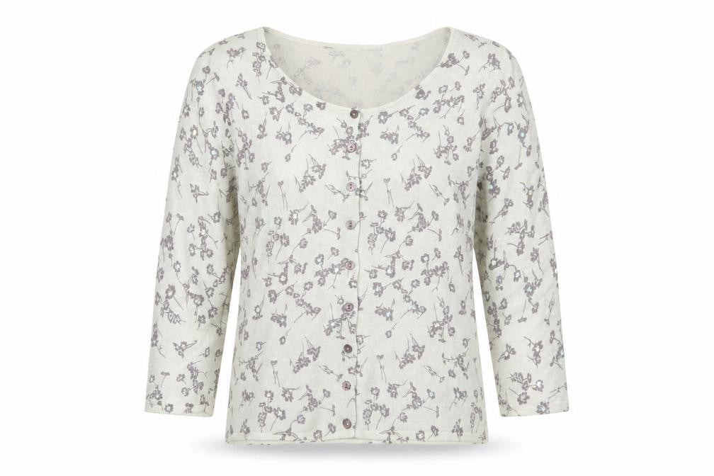 Principles Womens Grey Scoop Neck Floral Cotton Cardigan Jumper Size 12 - Sequins