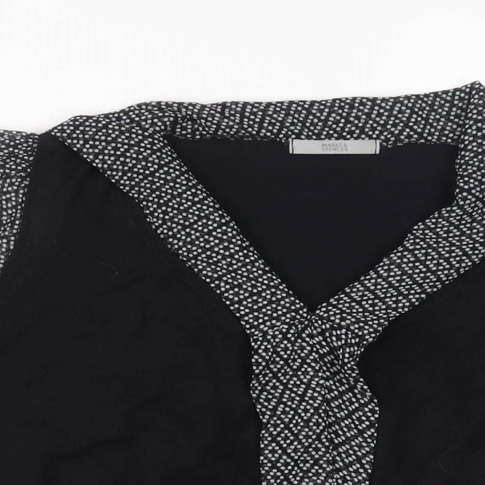 Marks and Spencer Womens Black Collared Polyester Pullover Jumper Size 14