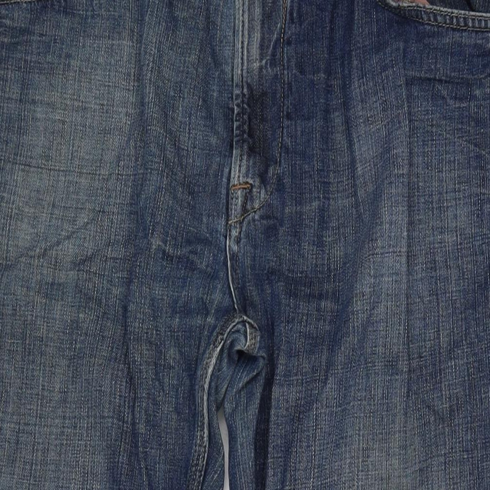 Marks and Spencer Womens Blue Cotton Blend Straight Jeans Size 30 L29 in Regular Zip