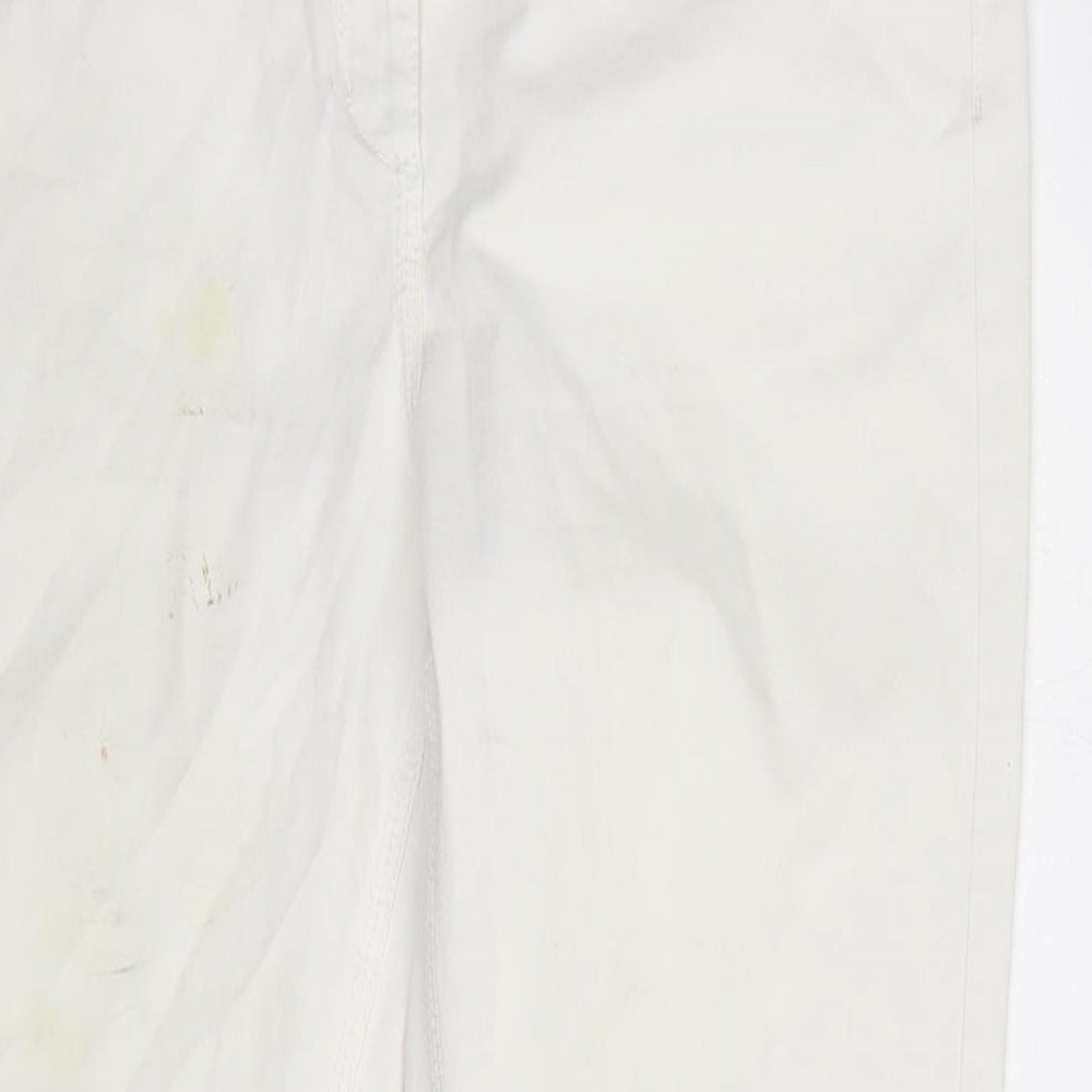 Matalan Womens Ivory Cotton Straight Jeans Size 14 L29 in Regular Zip
