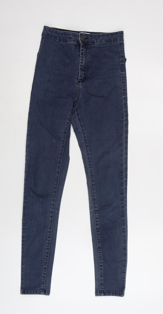 Miss Selfridge Womens Black Cotton Blend Straight Jeans Size 6 L27 in Regular Zip