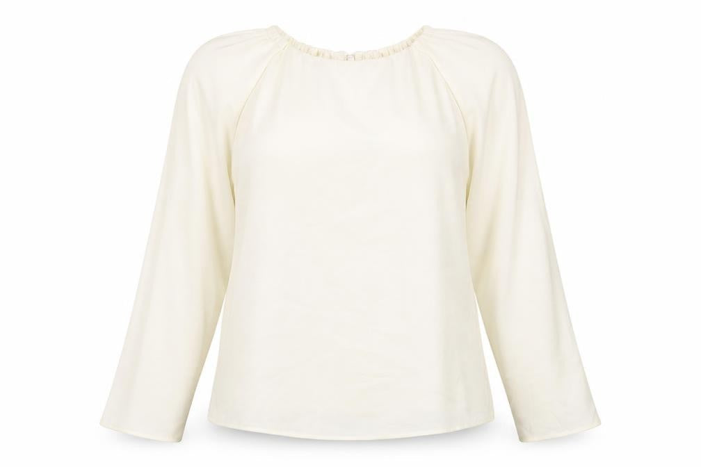 Zara Womens Ivory Polyester Basic Blouse Size L Round Neck