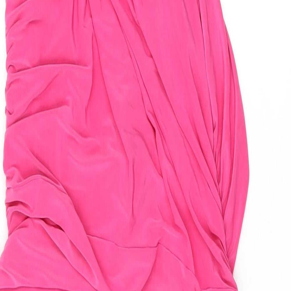 I SAW IT FIRST Womens Pink Polyester Bodycon Size 14 One Shoulder Pullover