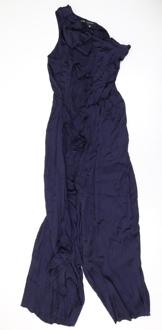 Zara Womens Blue Viscose Jumpsuit One-Piece Size M L26 in Zip