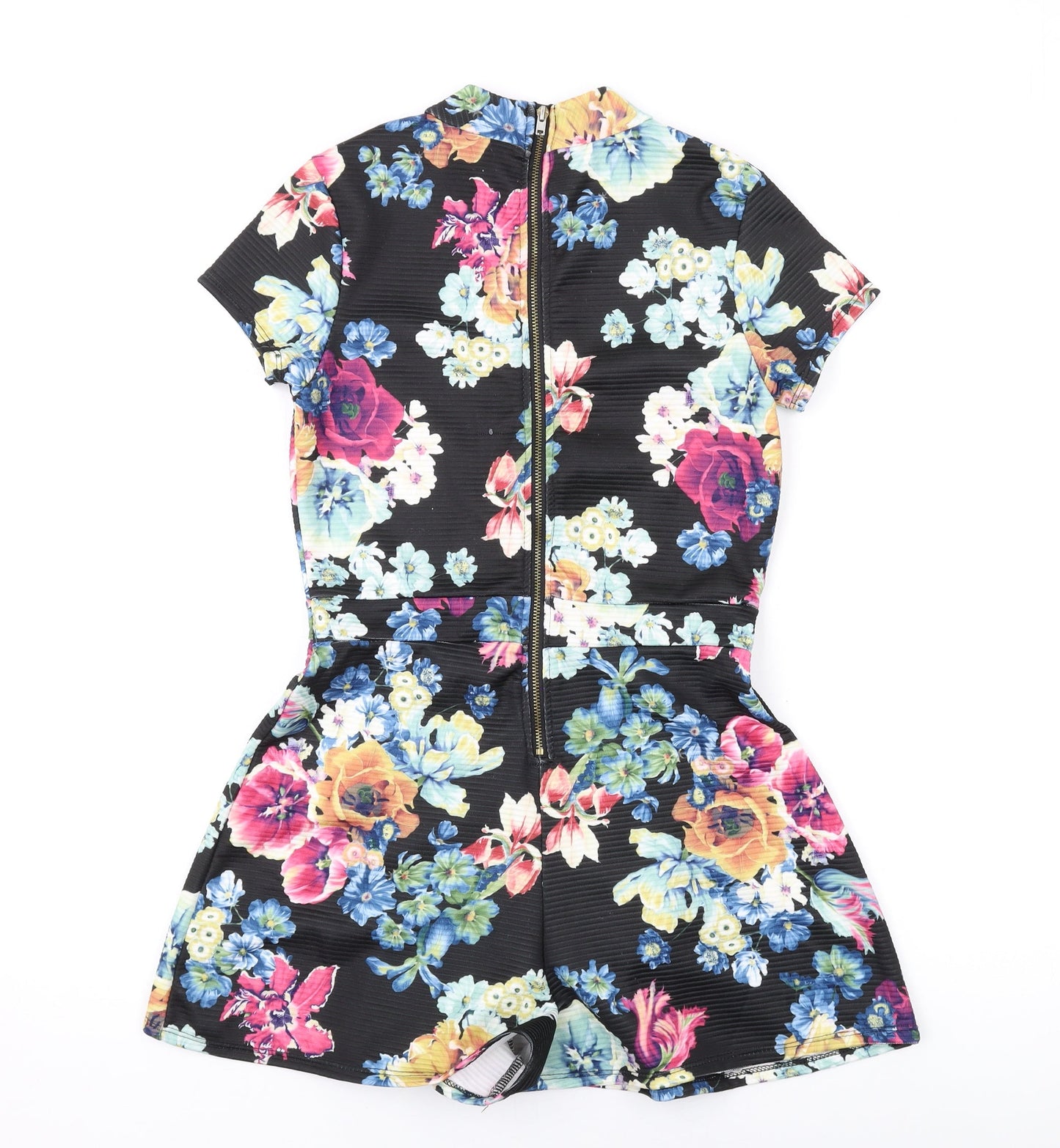 Candy Couture Girls Black Floral Polyester Playsuit One-Piece Size 12-13 Years Zip