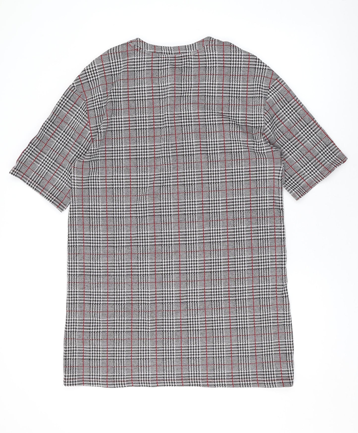 Zara Womens Grey Plaid Polyester A-Line Size M Round Neck Pullover