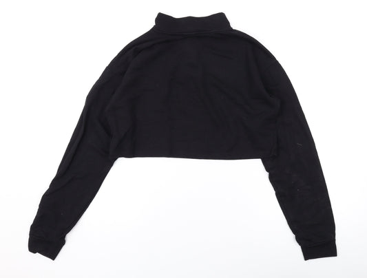 ASOS Womens Black Cotton Pullover Sweatshirt Size 6 Zip