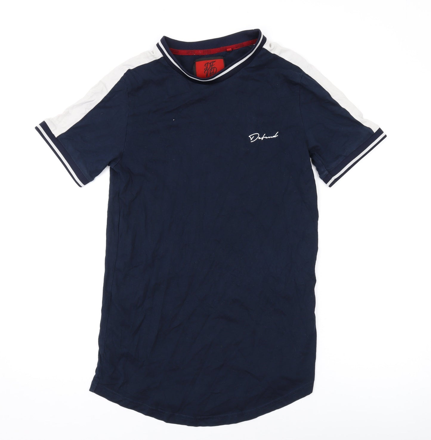 DFND Mens Blue Cotton T-Shirt Size L Round Neck