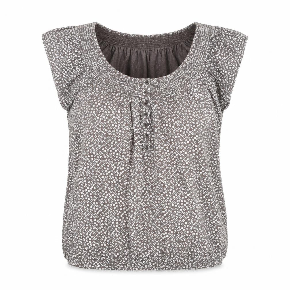 New Look Womens Brown Floral Cotton Basic T-Shirt Size 16 Scoop Neck