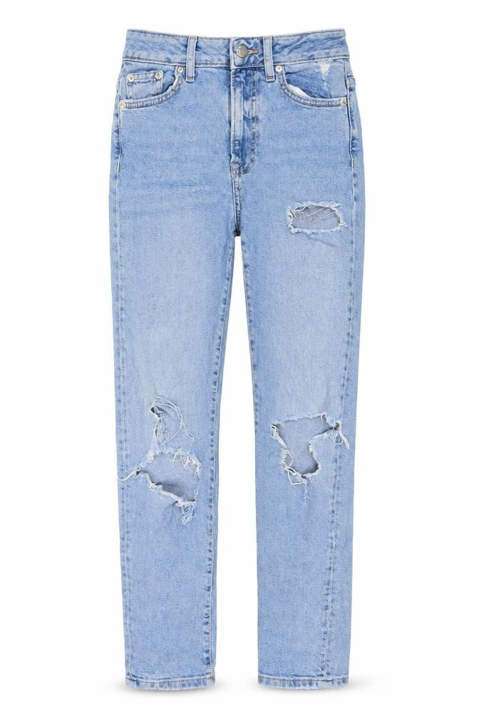 New Look Girls Blue Cotton Straight Jeans Size 12 Years L27 in Regular Zip
