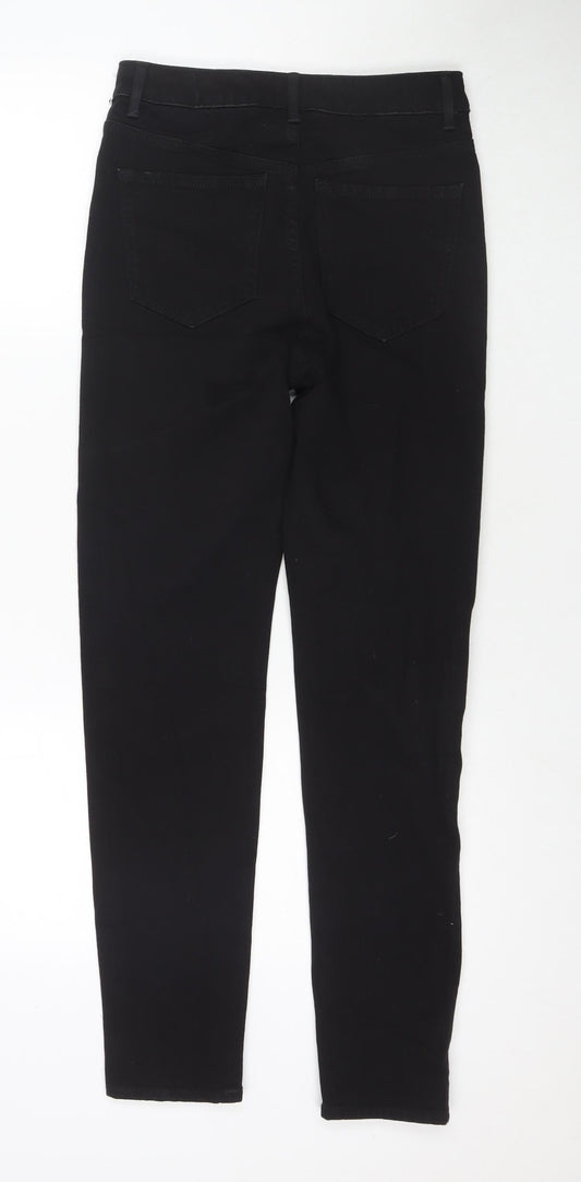 Marks and Spencer Womens Black Cotton Skinny Jeans Size 8 L28 in Regular Zip