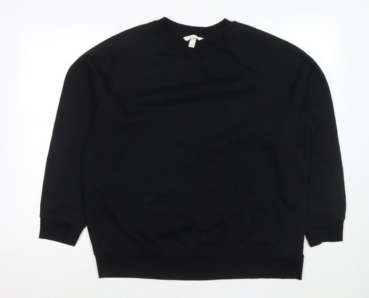 H&M Womens Black Cotton Pullover Sweatshirt Size L Pullover
