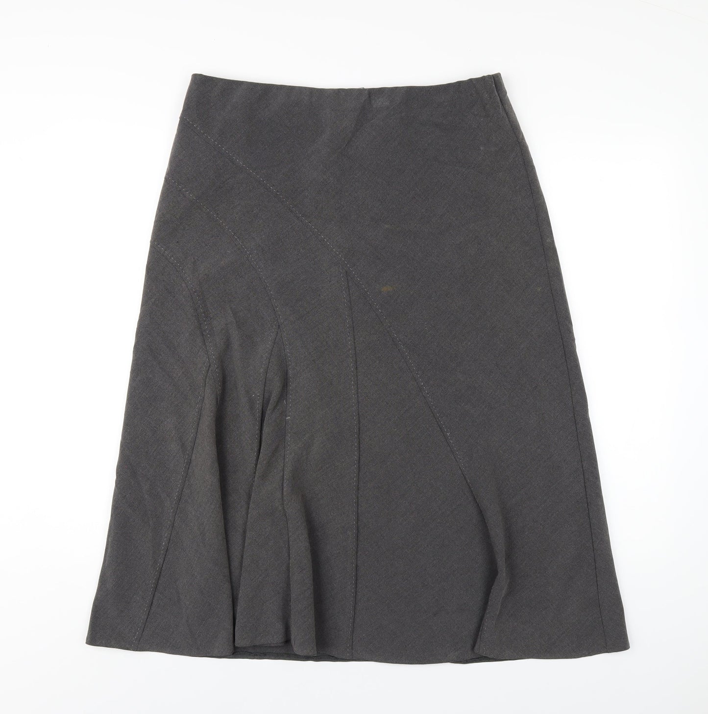 Platform Womens Grey Polyester A-Line Skirt Size 14