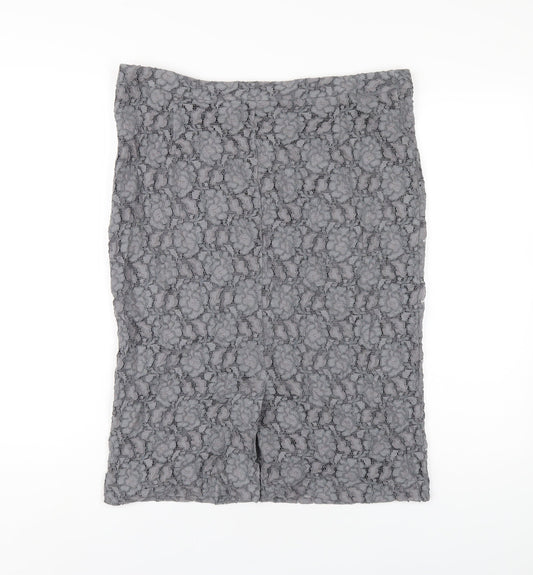 Planet Womens Grey Polyester Straight & Pencil Skirt Size 14 Zip