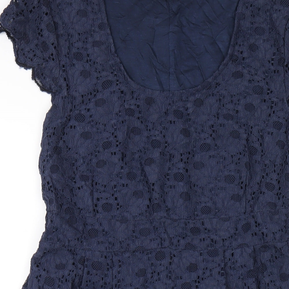 Mamalicious Womens Blue Polyester A-Line Size M Scoop Neck Pullover