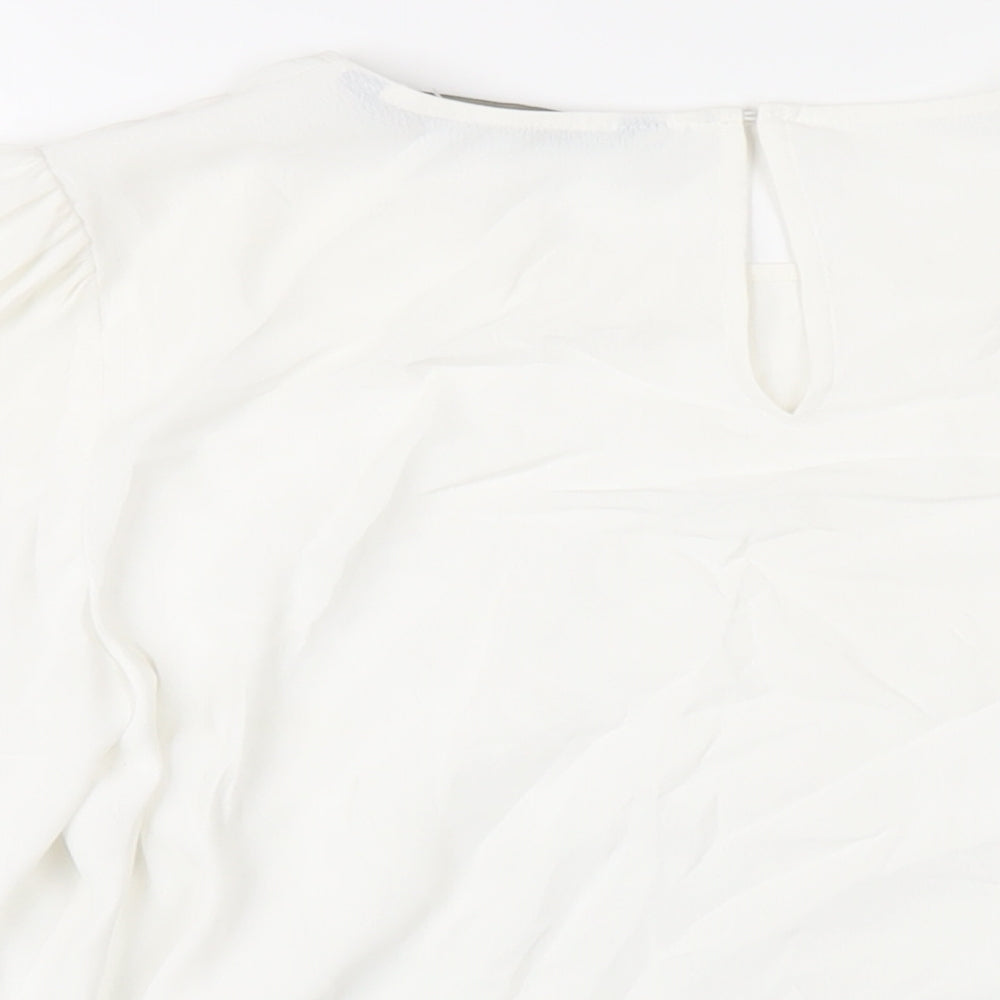 Zara Womens White Polyester Basic T-Shirt Size L Round Neck