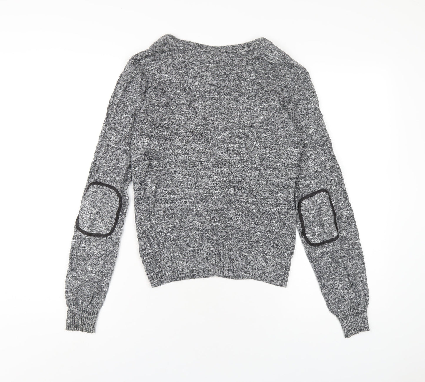 H&M Womens Grey V-Neck Cotton Cardigan Jumper Size 10