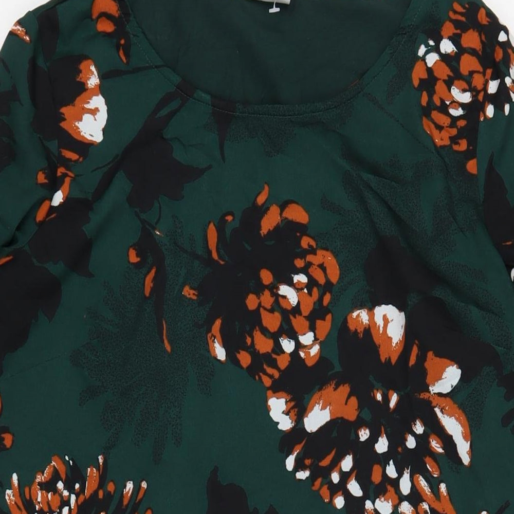 Mamalicious Womens Green Floral Polyester A-Line Size M Round Neck Zip