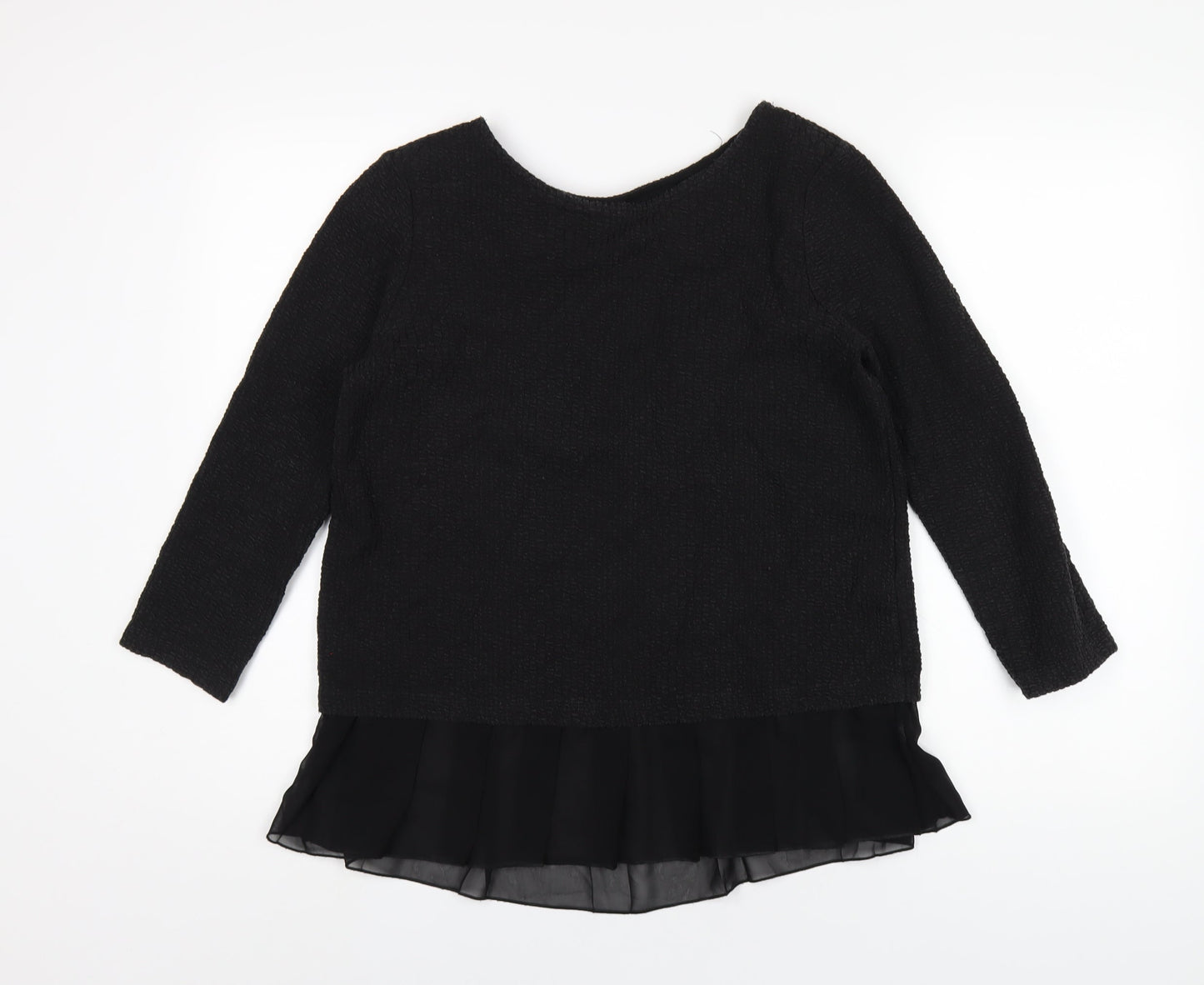 Great Plains Womens Black Cotton Basic T-Shirt Size S Round Neck