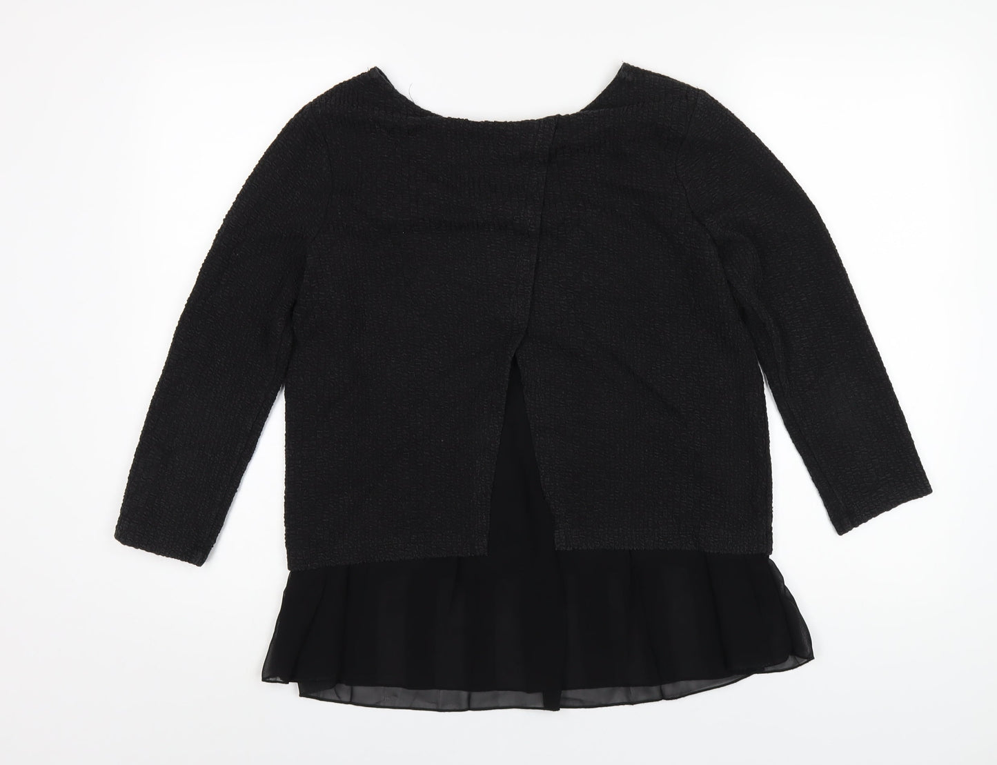 Great Plains Womens Black Cotton Basic T-Shirt Size S Round Neck