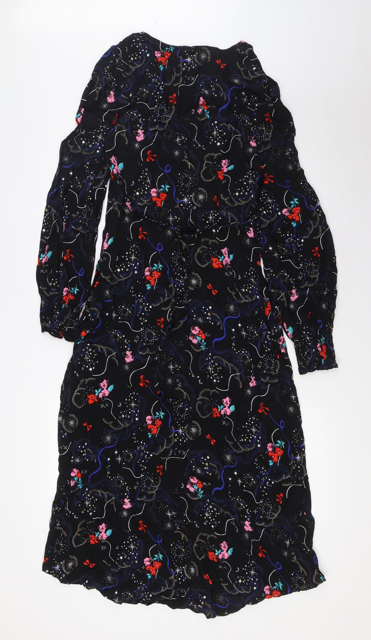 Marks and Spencer Womens Multicoloured Viscose A-Line Size 6 Round Neck Zip