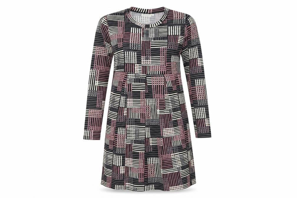 Front view of Masai women’s multicoloured polyester a-line, size S, boat neck