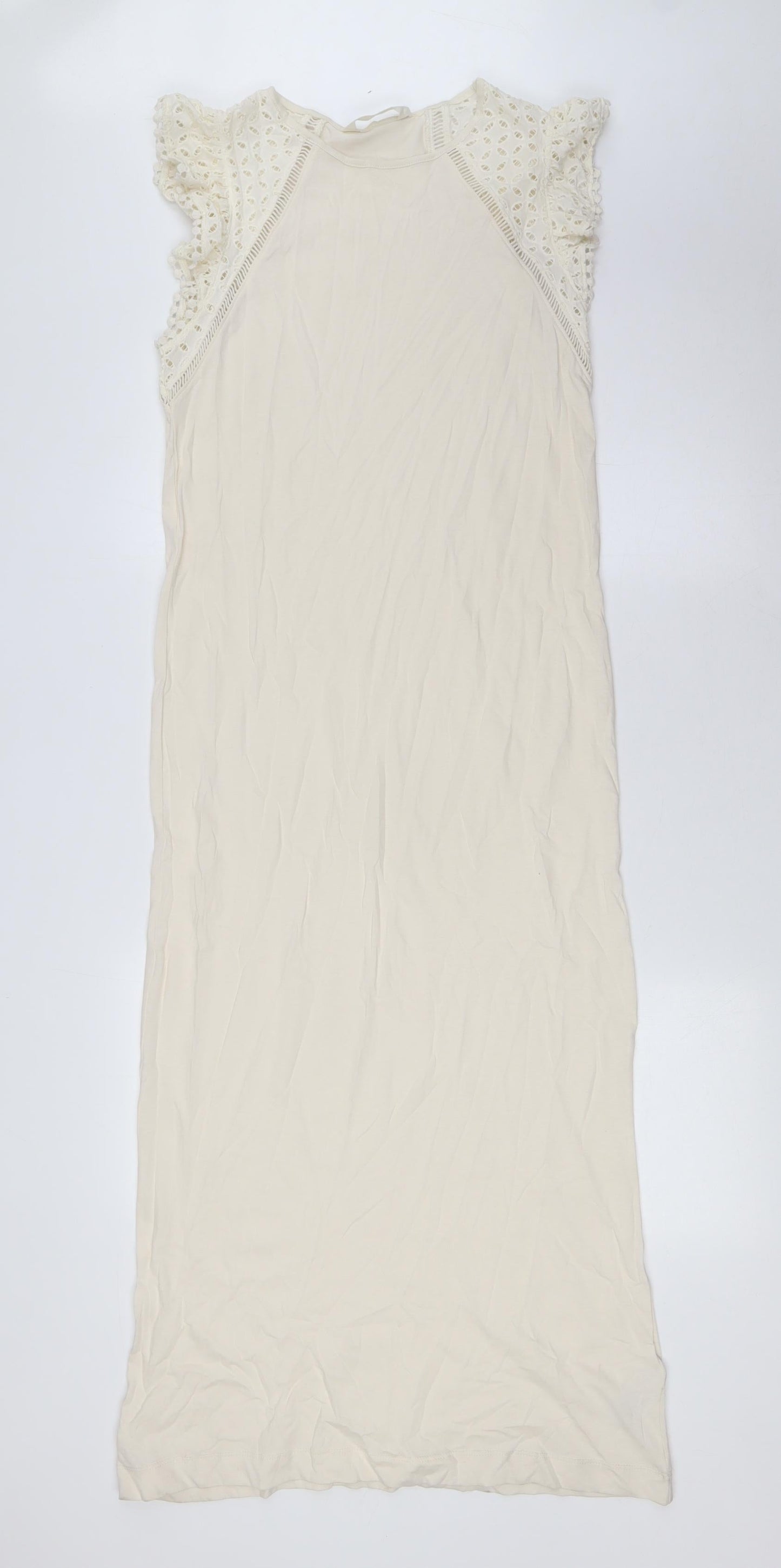 Marks and Spencer Womens Ivory Solid Cotton Cami Dress Size 8