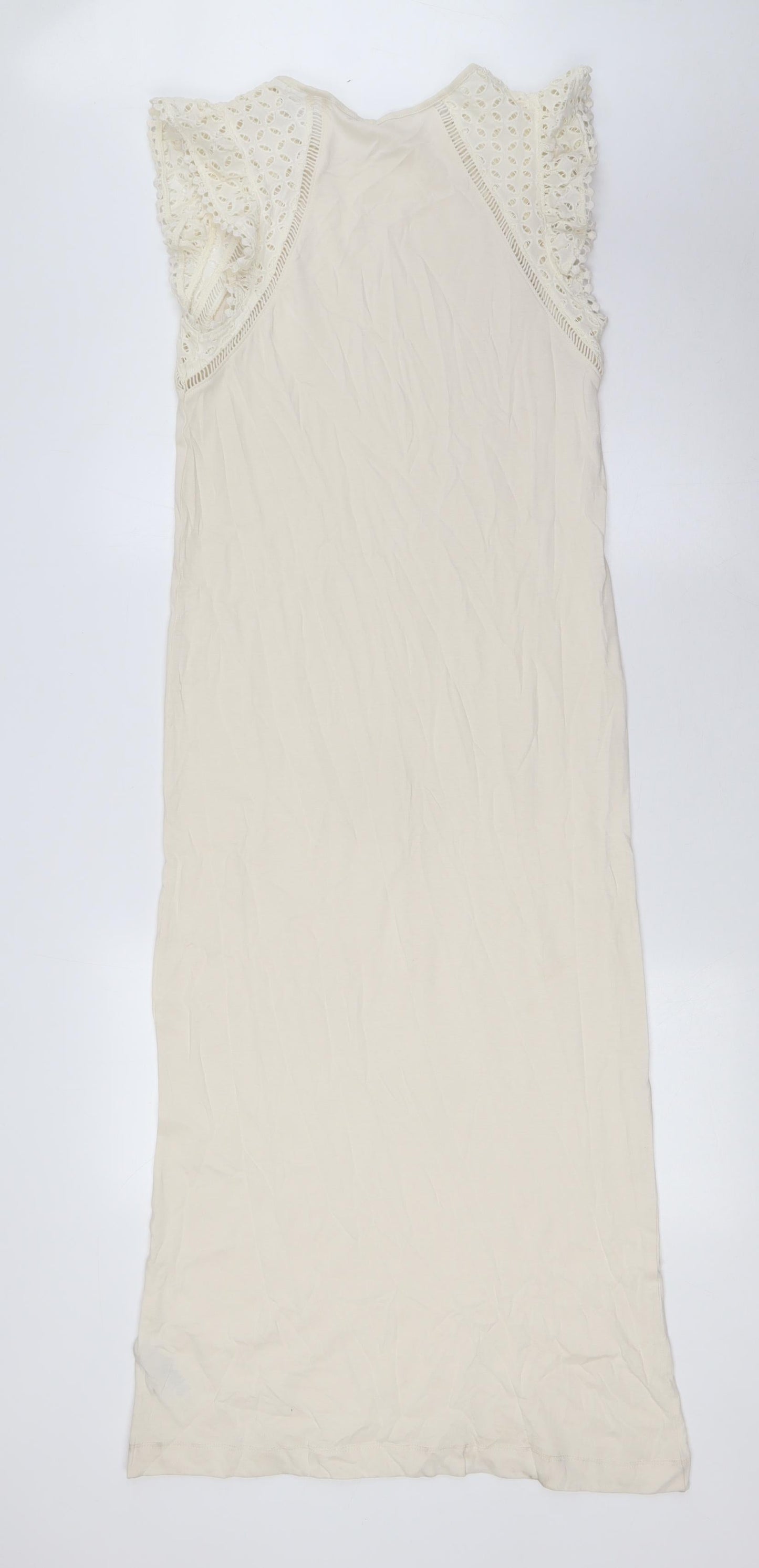 Marks and Spencer Womens Ivory Solid Cotton Cami Dress Size 8