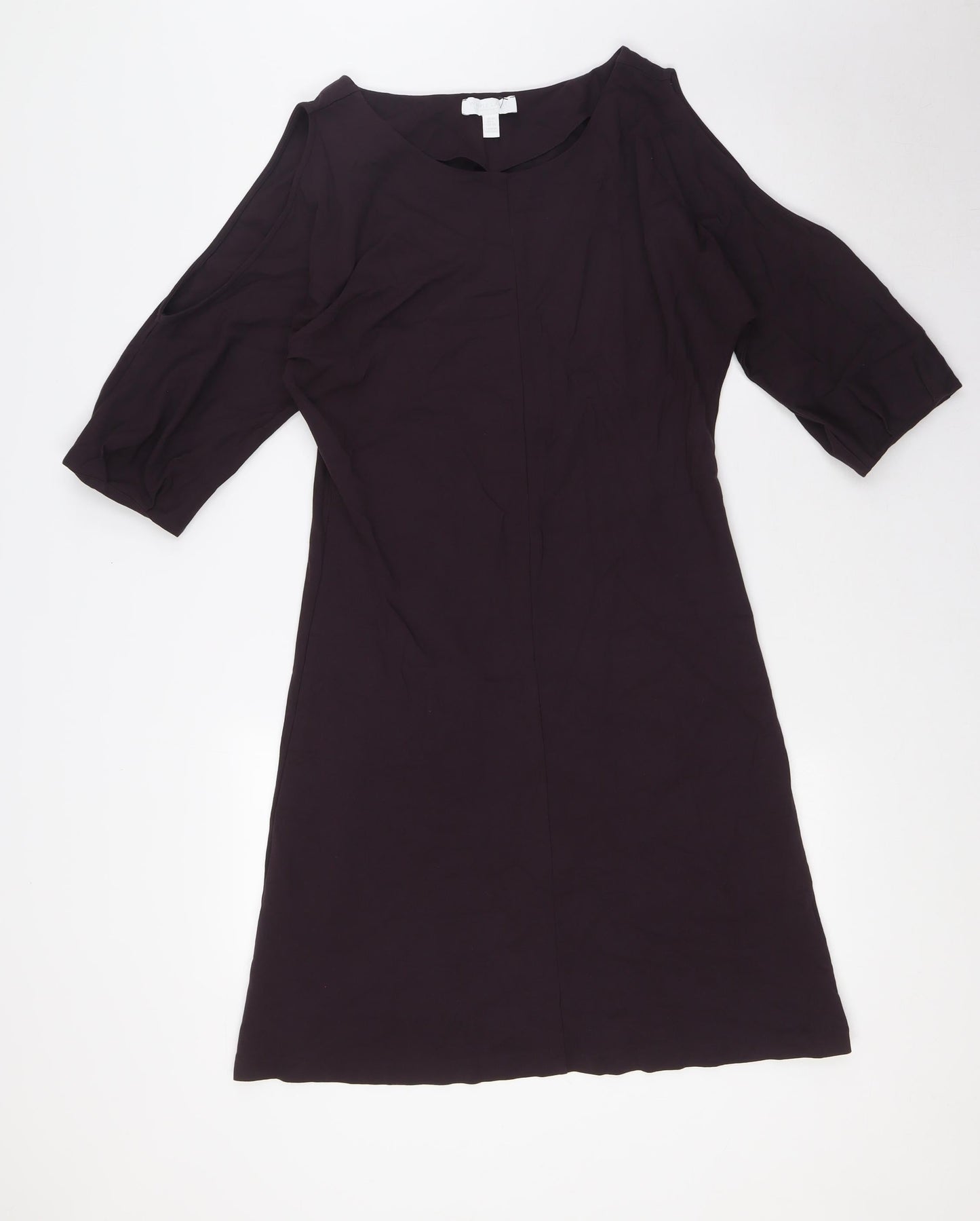 The White Company Womens Brown Viscose A-Line Size 10 Round Neck - Cold Shoulder