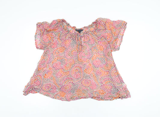 French Connection Womens Multicoloured Geometric Modal Basic Blouse Size 10 Round Neck