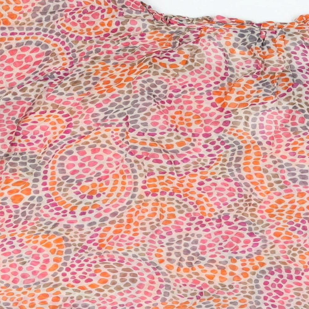French Connection Womens Multicoloured Geometric Modal Basic Blouse Size 10 Round Neck