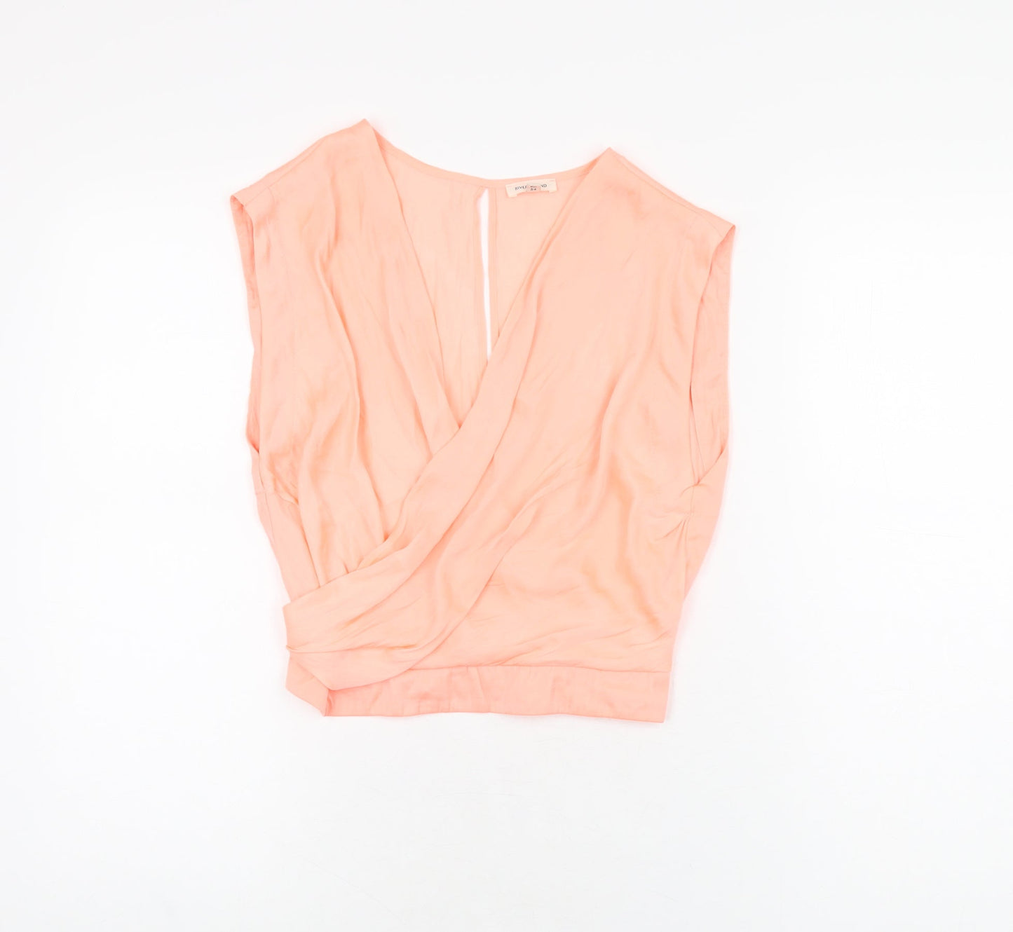 River Island Womens Pink Polyester Cropped Blouse Size 8 V-Neck
