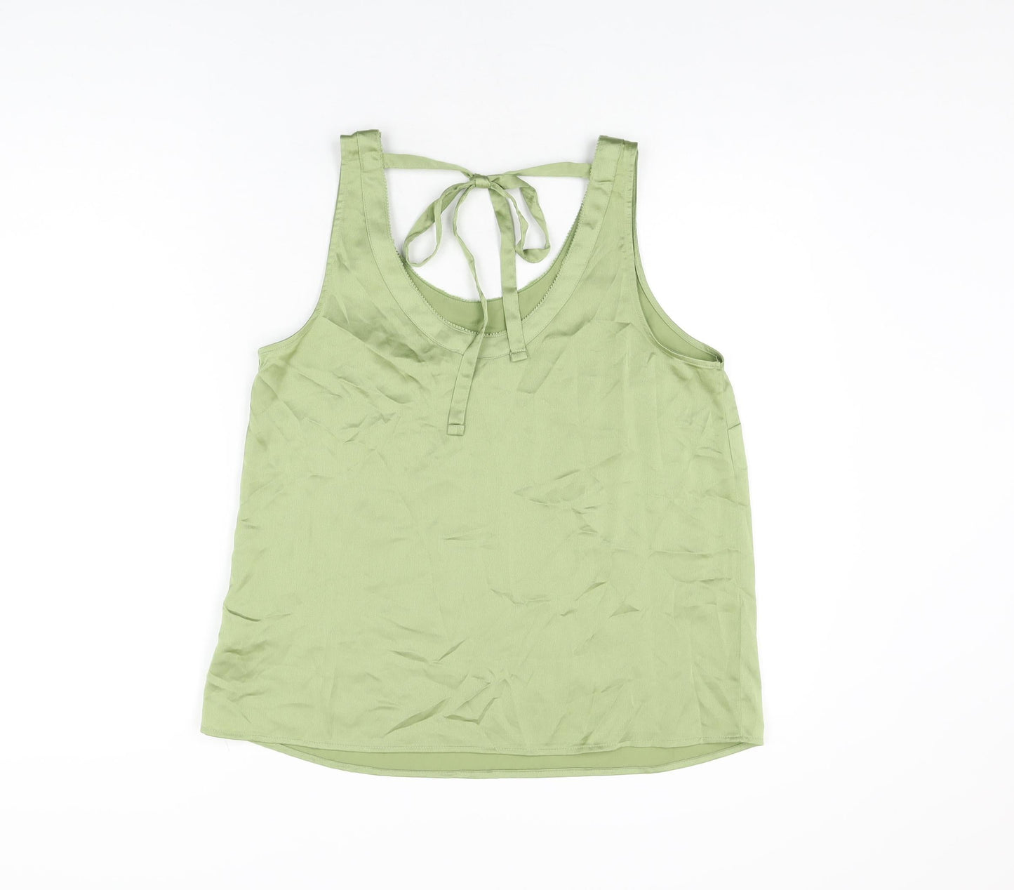 Marks and Spencer Womens Green Polyester Basic T-Shirt Size 10 Scoop Neck