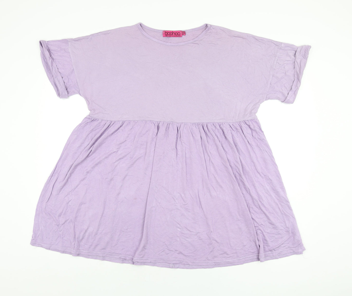 Boohoo Womens Purple Viscose Shift Size 10 Round Neck Pullover