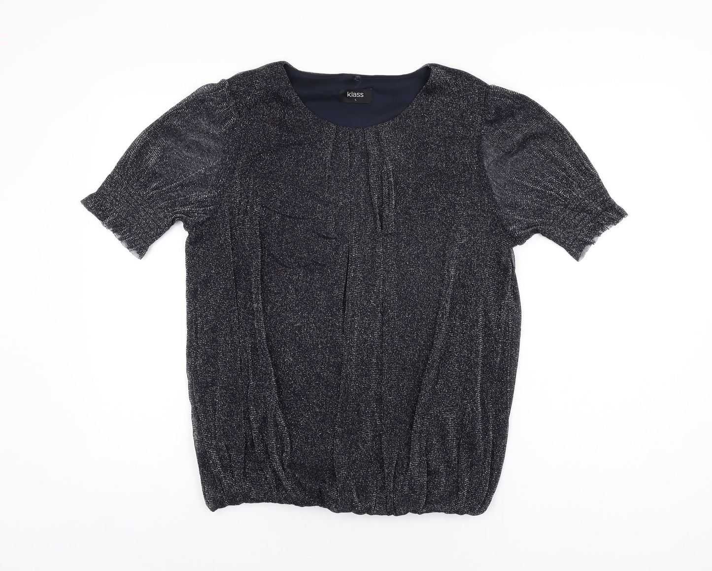 Klass Womens Blue Polyamide Basic T-Shirt Size L Round Neck