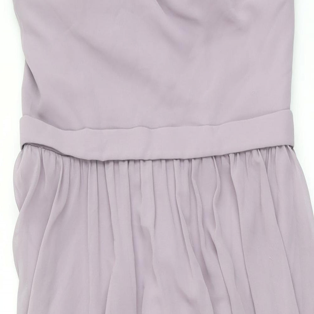 Madeline Gardner Womens Purple Polyester Maxi Size 10 Halter Zip