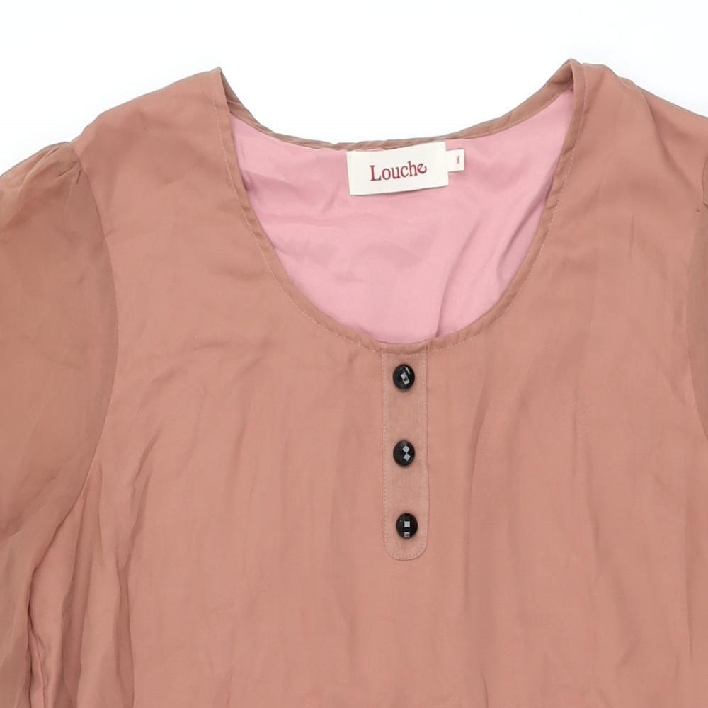Louche Womens Pink Polyester Skater Dress Size M Round Neck Pullover