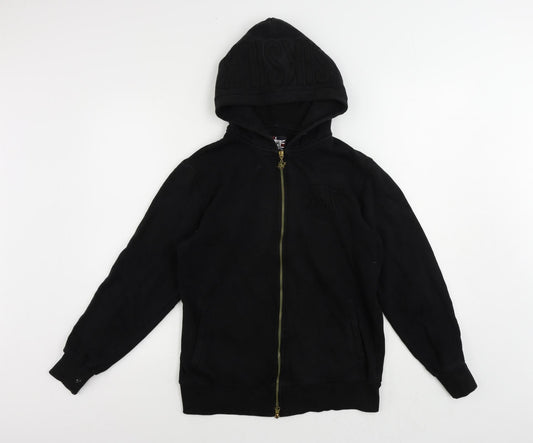 SikSilk Mens Black Cotton Full Zip Hoodie Size XS - Logo