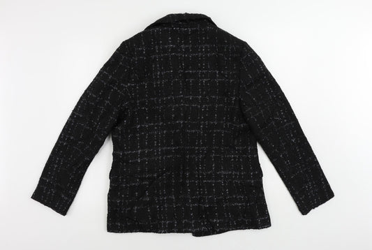 Marks and Spencer Womens Black Geometric Jacket Blazer Size 12 - Open
