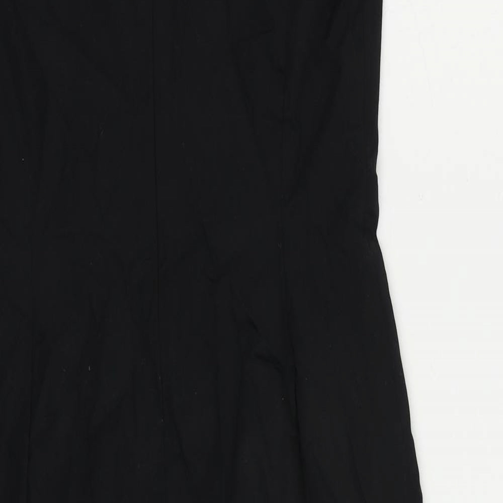 Kaliko Womens Black Cotton Pencil Dress Size 8 V-Neck Zip - Embroidered