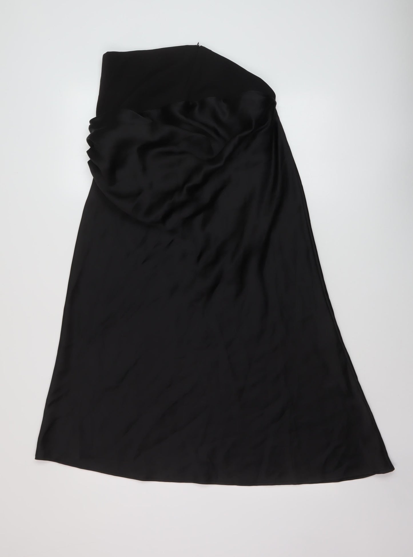 Zara Womens Black Polyester A-Line Skirt Size L Zip