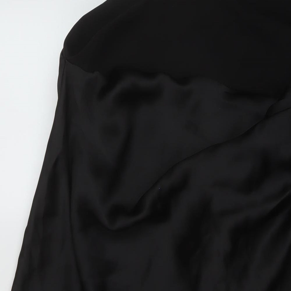 Zara Womens Black Polyester A-Line Skirt Size L Zip