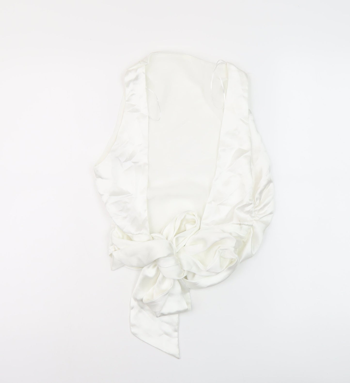Zara Womens White Polyester Cropped Blouse Size M Round Neck