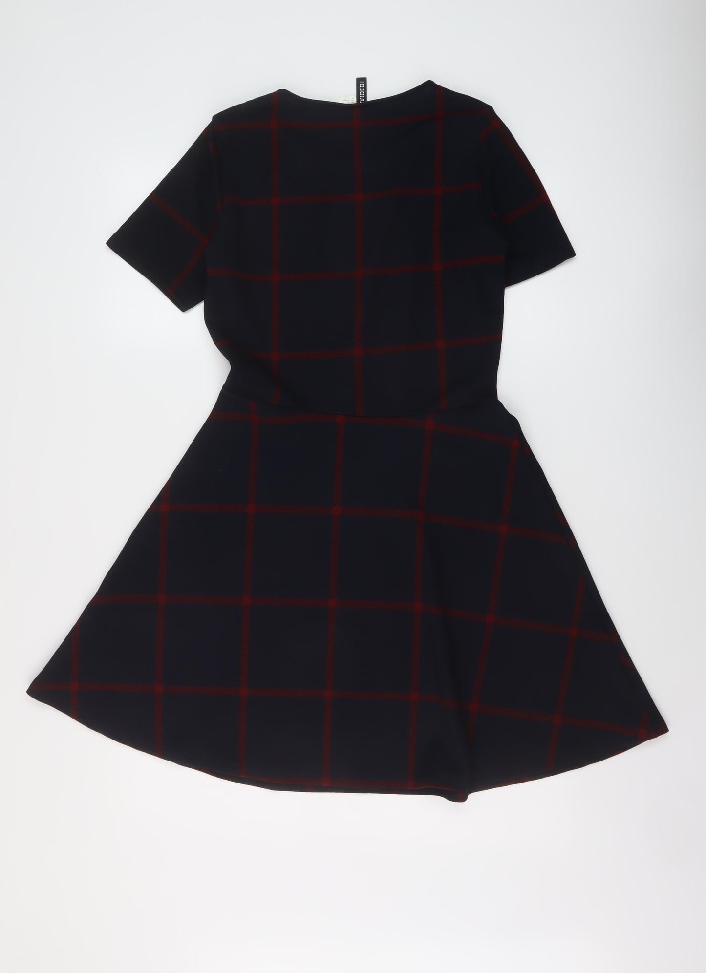H&M Womens Blue Plaid Polyester A-Line Size 10 Round Neck Pullover