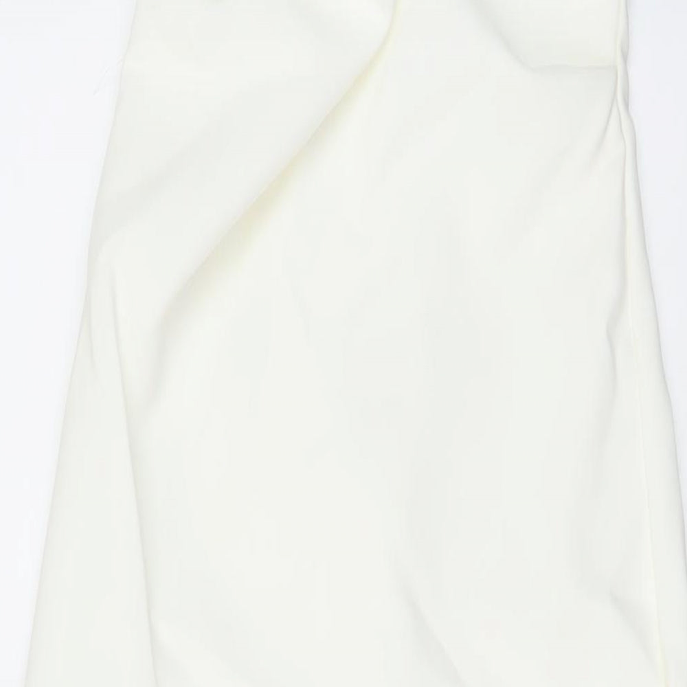 Zara Womens Ivory Polyester A-Line Size S Off the Shoulder Zip