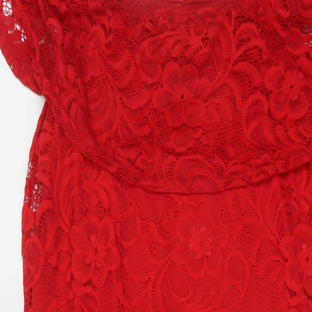 Select Womens Red Polyester Sheath Size 16 Square Neck Pullover