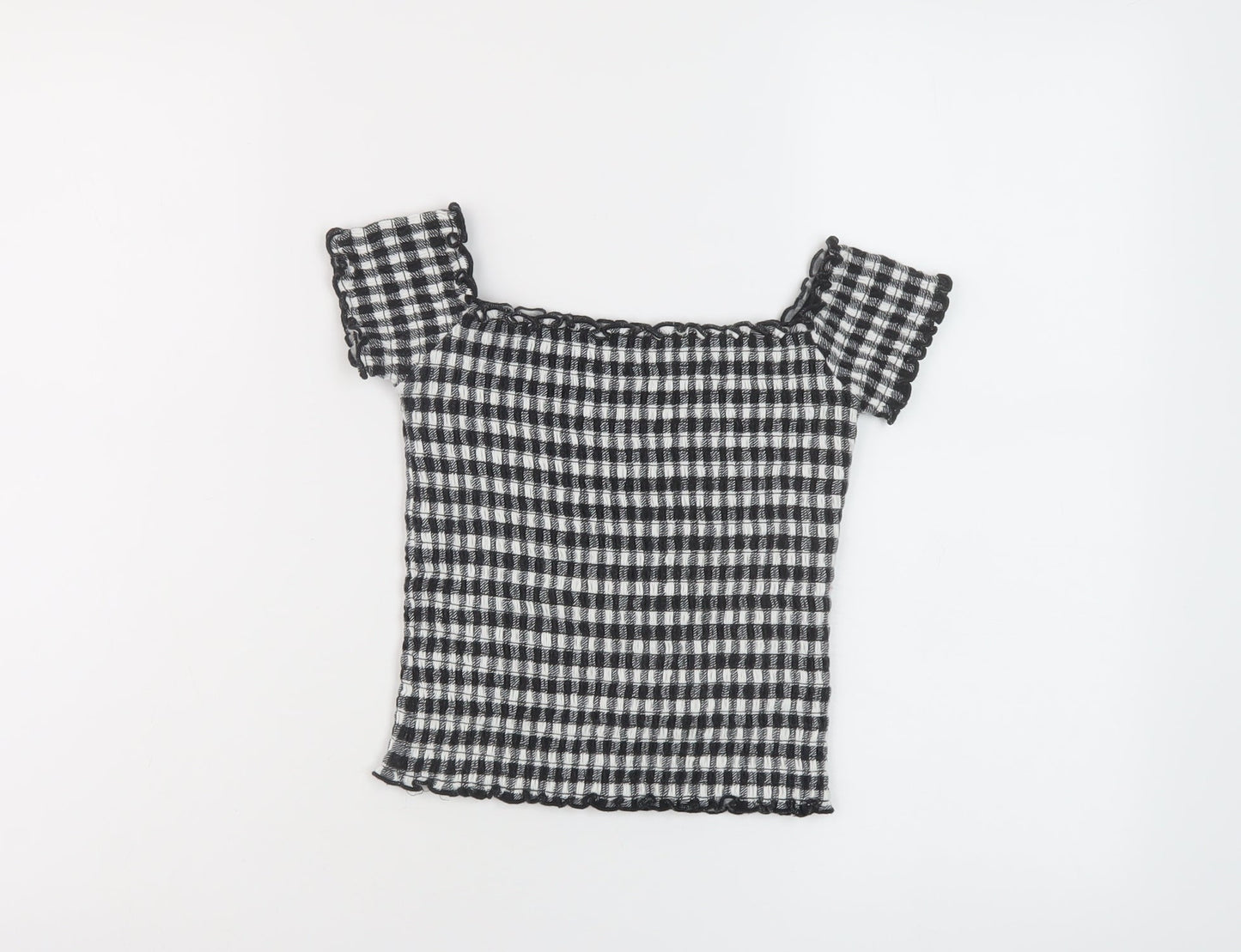 Hollister Womens Beige Check Cotton Cropped Tank Size XS Square Neck