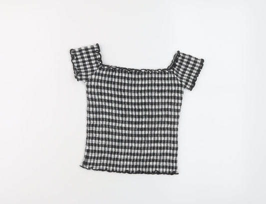 Hollister Womens Beige Check Cotton Cropped Tank Size XS Square Neck