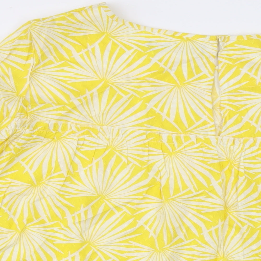 Marks and Spencer Womens Yellow Geometric Viscose Basic Blouse Size 20 Round Neck