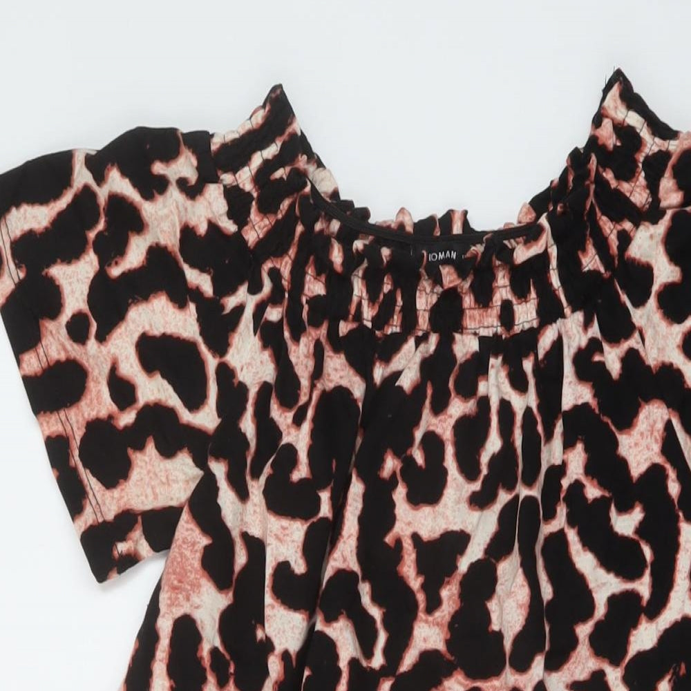 Roman Womens Multicoloured Animal Print Cotton A-Line Size 10 Square Neck Pullover